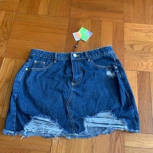 Denim mini distressed